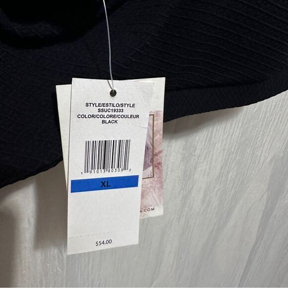 NWT Jessica Simpson Black Scalloped Bralette Bikini Top Square Neck Women XL - Picture 6 of 7